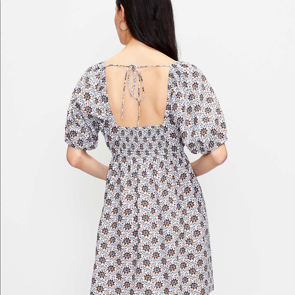 Beach Floral Square Neck Mini Dress